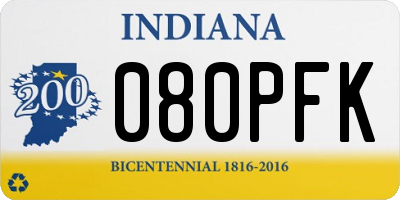 IN license plate 080PFK