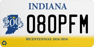 IN license plate 080PFM