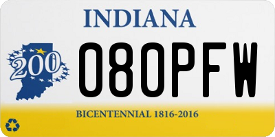 IN license plate 080PFW