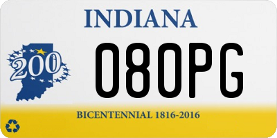 IN license plate 080PG
