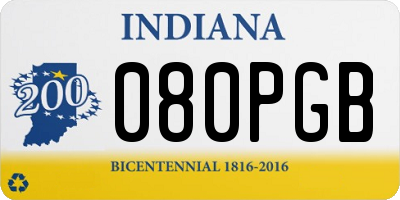 IN license plate 080PGB