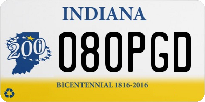 IN license plate 080PGD