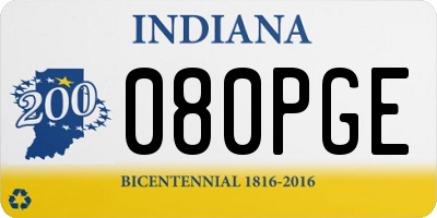 IN license plate 080PGE