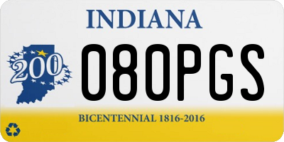IN license plate 080PGS