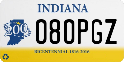 IN license plate 080PGZ