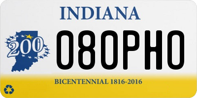IN license plate 080PHO