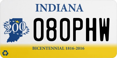 IN license plate 080PHW