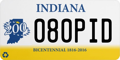IN license plate 080PID
