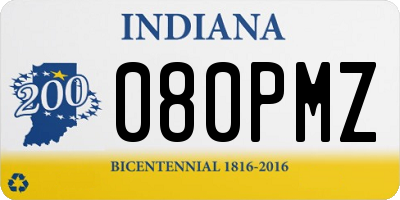 IN license plate 080PMZ