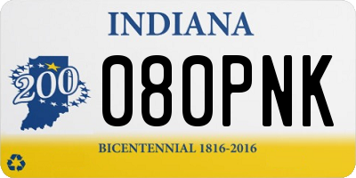 IN license plate 080PNK
