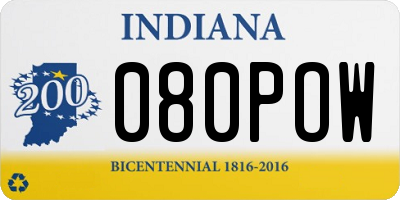 IN license plate 080POW