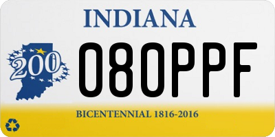 IN license plate 080PPF