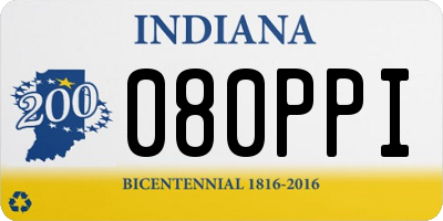 IN license plate 080PPI