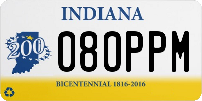 IN license plate 080PPM