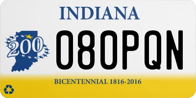 IN license plate 080PQN