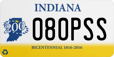 IN license plate 080PSS