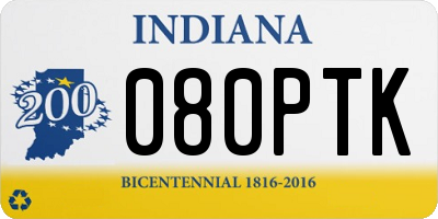 IN license plate 080PTK