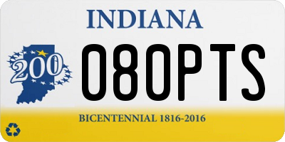 IN license plate 080PTS