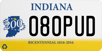 IN license plate 080PUD