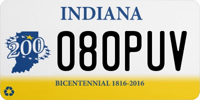 IN license plate 080PUV