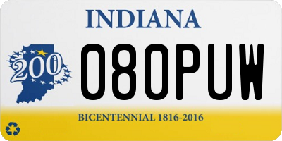 IN license plate 080PUW