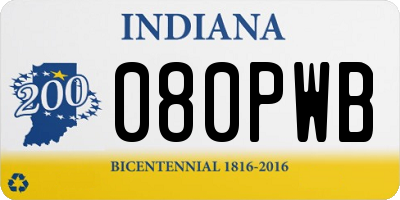 IN license plate 080PWB