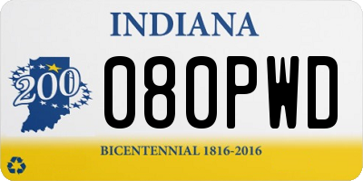 IN license plate 080PWD