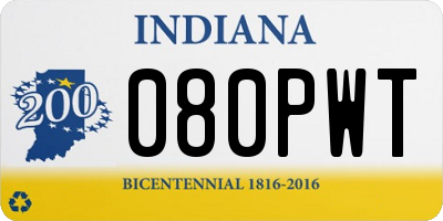 IN license plate 080PWT