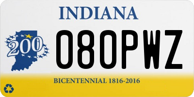 IN license plate 080PWZ