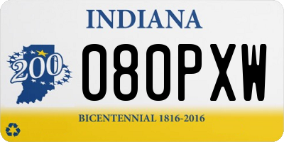 IN license plate 080PXW