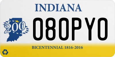 IN license plate 080PYO