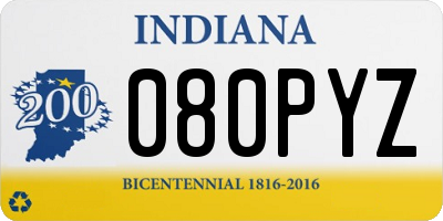 IN license plate 080PYZ