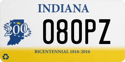 IN license plate 080PZ