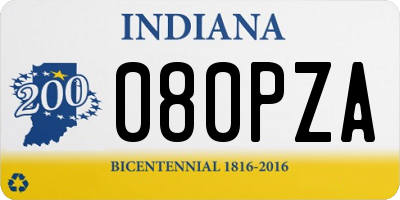 IN license plate 080PZA