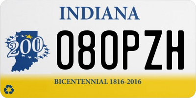 IN license plate 080PZH