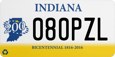 IN license plate 080PZL