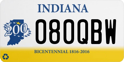 IN license plate 080QBW