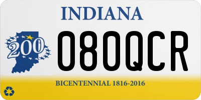 IN license plate 080QCR
