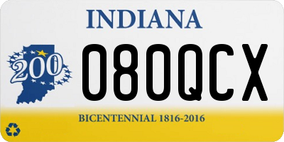 IN license plate 080QCX