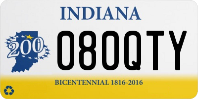 IN license plate 080QTY