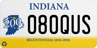 IN license plate 080QUS