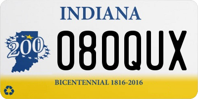 IN license plate 080QUX