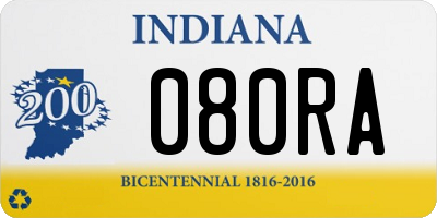 IN license plate 080RA