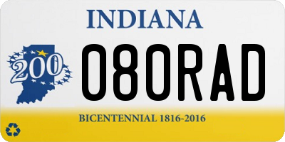 IN license plate 080RAD