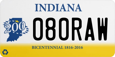 IN license plate 080RAW