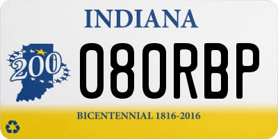 IN license plate 080RBP