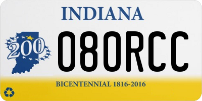 IN license plate 080RCC