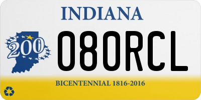 IN license plate 080RCL