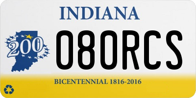 IN license plate 080RCS