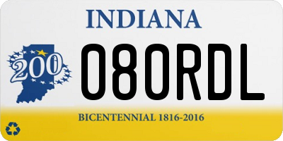 IN license plate 080RDL